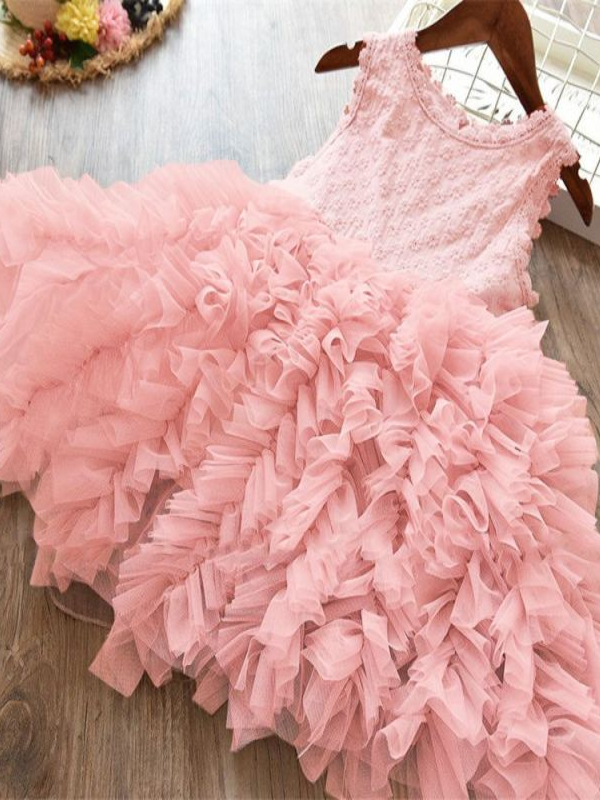 Girls Special Occasion Dress | Sleeveless Ruffle Tulle Dress | Boutique