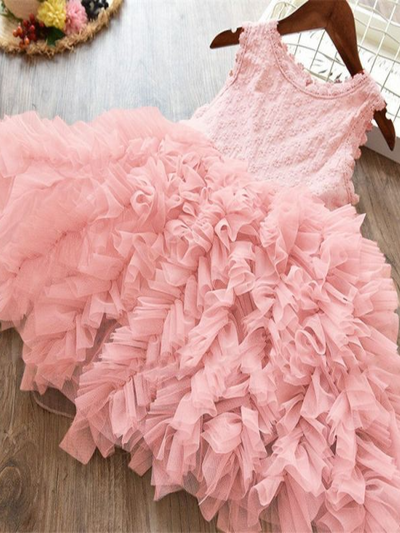 Girls Special Occasion Dress | Sleeveless Ruffle Tulle Dress | Boutique