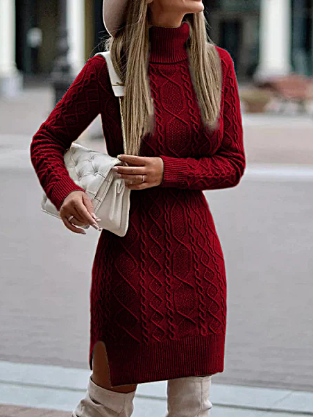 Women's Turtle Neck Knit Dress - Mia Belle Girls