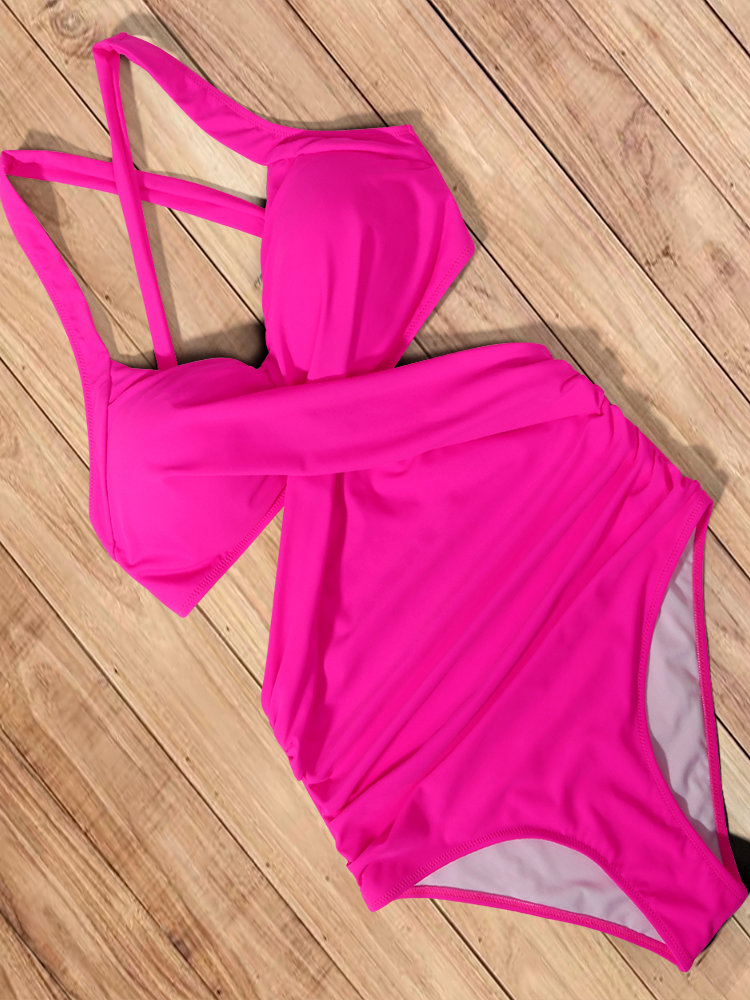 Women's Cut Out Halter Style One Piece Swimsuit - Mia Belle Girls