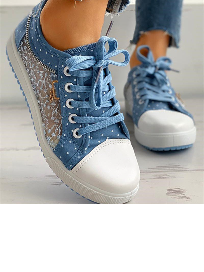 Women Shoes By Liv & Mia | Lace Panel Polka Dot Sneakers | Mia Belle