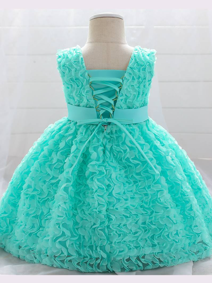 Baby Formal Dress with large bow turquoise