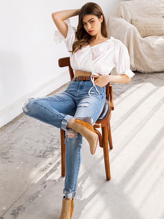 Women's Distressed Ripped Jeans - Mia Belle Girls