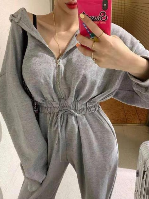 Women's Zipper Hooded Wide Leg Jumpsuit - Mia Belle Girls