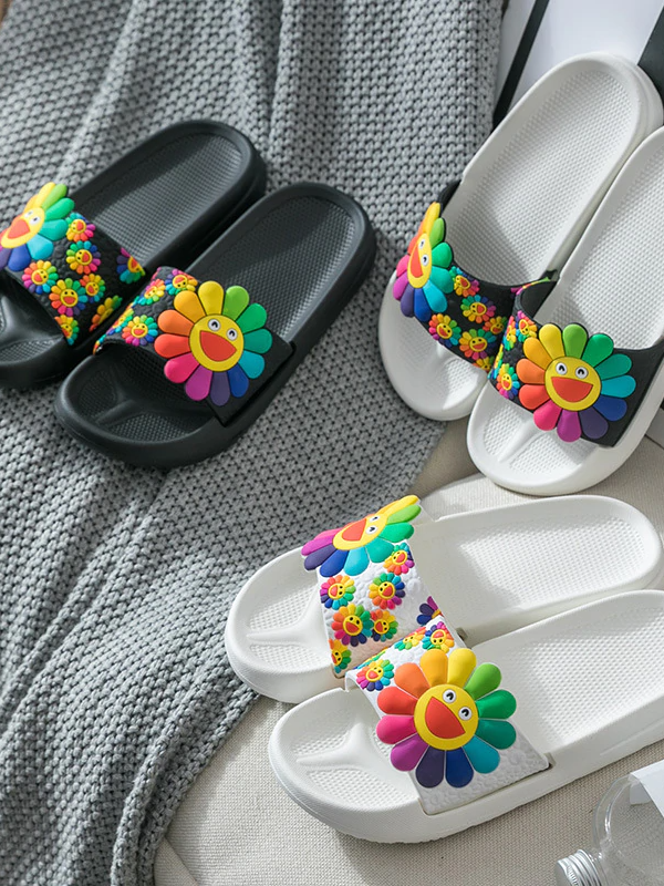 Women's Smile Sunflower Slides By Liv and Mia