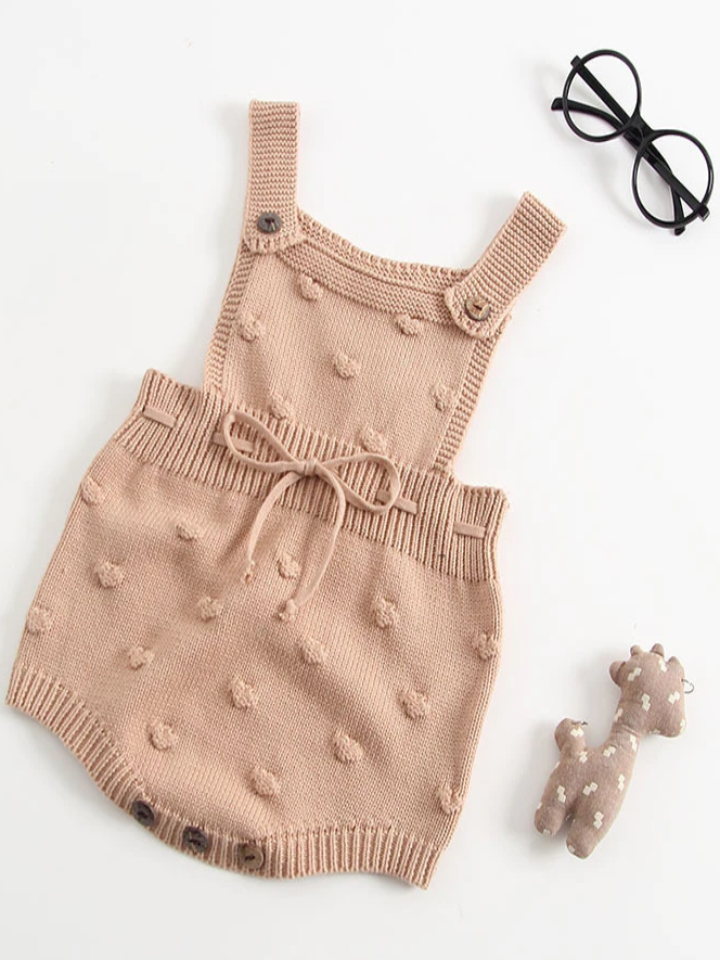 Baby I Heart My Romper Autumn Knit Drawstring Onesie - Beige