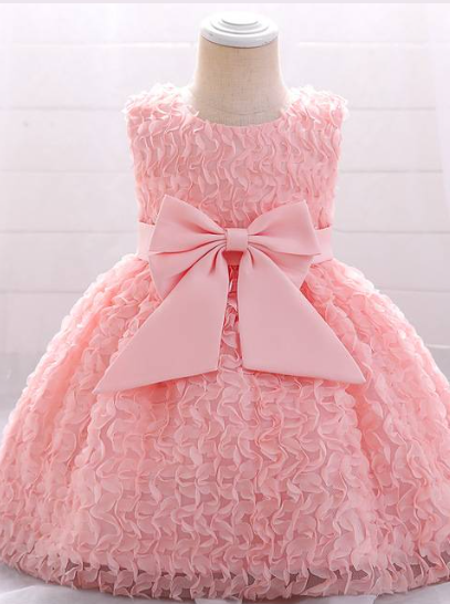 Baby Formal Dress with large bow pink