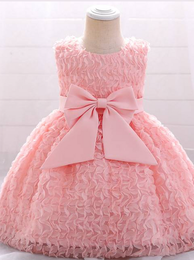 Baby Formal Dress with large bow pink