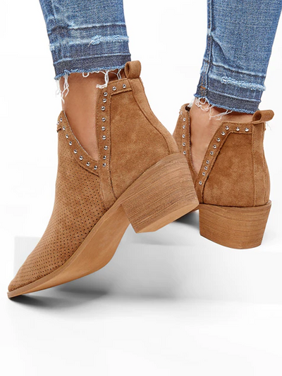 Women's Suede Pointed Toe Ankle Booties By Liv and Mia - Mia Belle Girls