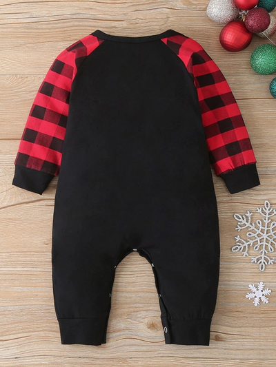 Baby Merry Christmas Plaid Raglan Onesie - Mia Belle Girls