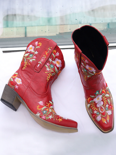 Women's Embroidered Cowboy Booties By Liv and Mia