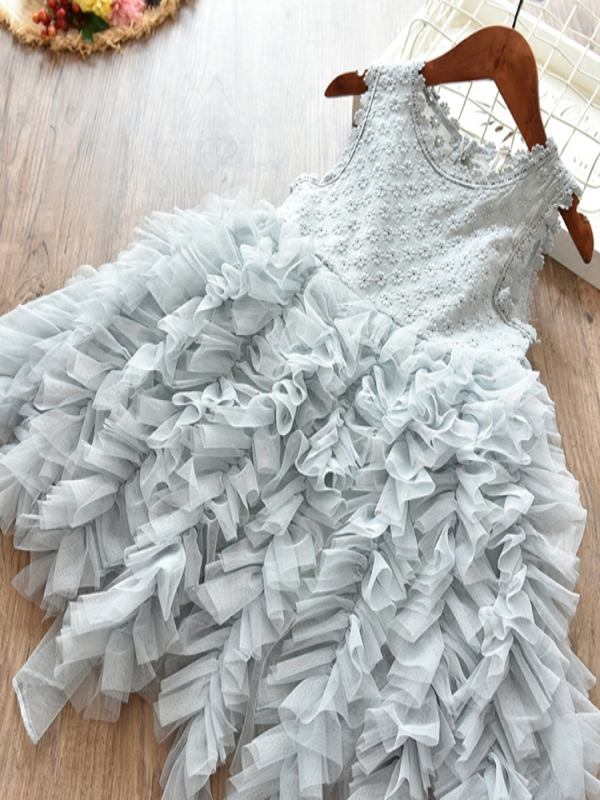Girls Special Occasion Dress | Sleeveless Ruffle Tulle Dress | Boutique