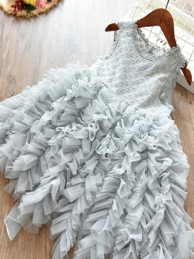 Girls Special Occasion Dress | Sleeveless Ruffle Tulle Dress | Boutique