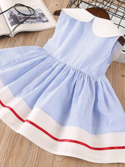 Cherry Blossom Pinstripe Dress - Mia Belle Girls