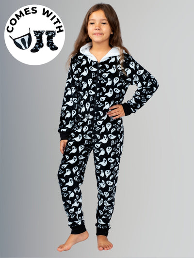 Family Halloween Ghost Hoodie Onesie Pajamas Set - Mia Belle Girls