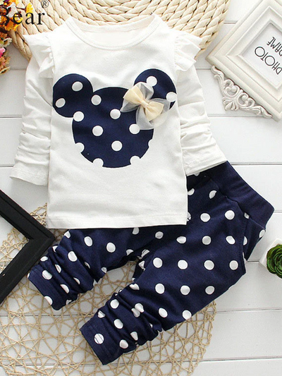 Girls Mini Mouse Inspired Polka Dot Top and Leggings Set - Mia Belle Girls