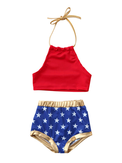 Girls Wonder Woman Inspired Two Piece Swimsuit - Mia Belle Girls