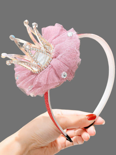 Girls Accessories | Princess Tulle Rhinestone Tilted Crown Headband