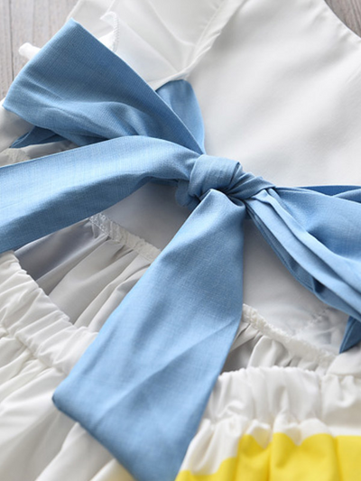 Toddler Spring Outfits | Girls Rainbow Flutter Sleeve Apron Dress