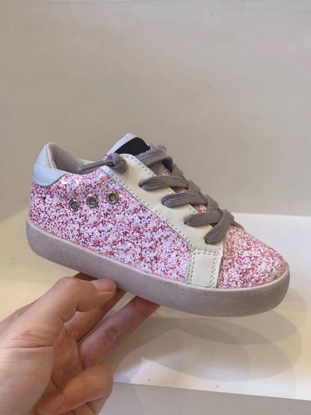 Kids Shoes By Liv & Mia | Girls Pink Glitter Panel Casual Sneakers 