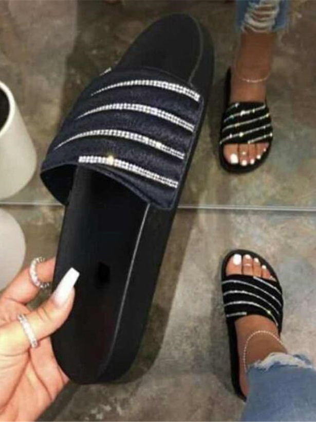 Women's Glitter Rhinestone Slides By Liv and Mia