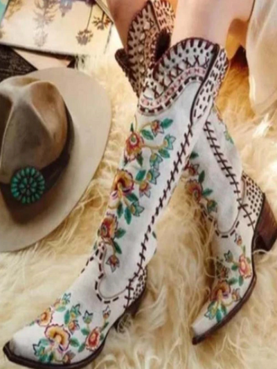 Women's Embroidered Floral Cowboys Boots By Liv and Mia - Mia Belle Girls