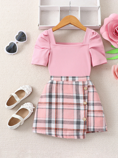 Little Miss Polished Plaid Skirt Set