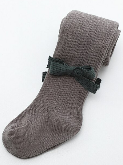 Baby Beautiful Bowknot Ribbed Leggings Taupe