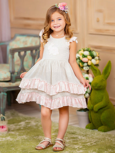 Leap Into Spring Flutter Sleeve Layered Ruffle Dress - Mia Belle Girls