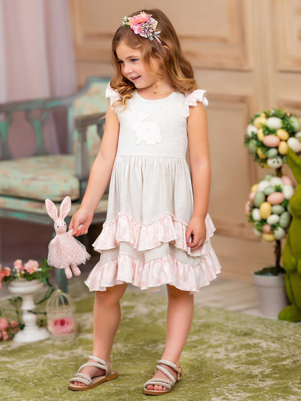 Leap Into Spring Flutter Sleeve Layered Ruffle Dress - Mia Belle Girls