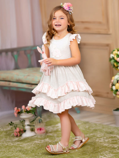 Leap Into Spring Flutter Sleeve Layered Ruffle Dress - Mia Belle Girls