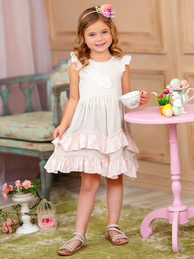 Leap Into Spring Flutter Sleeve Layered Ruffle Dress - Mia Belle Girls