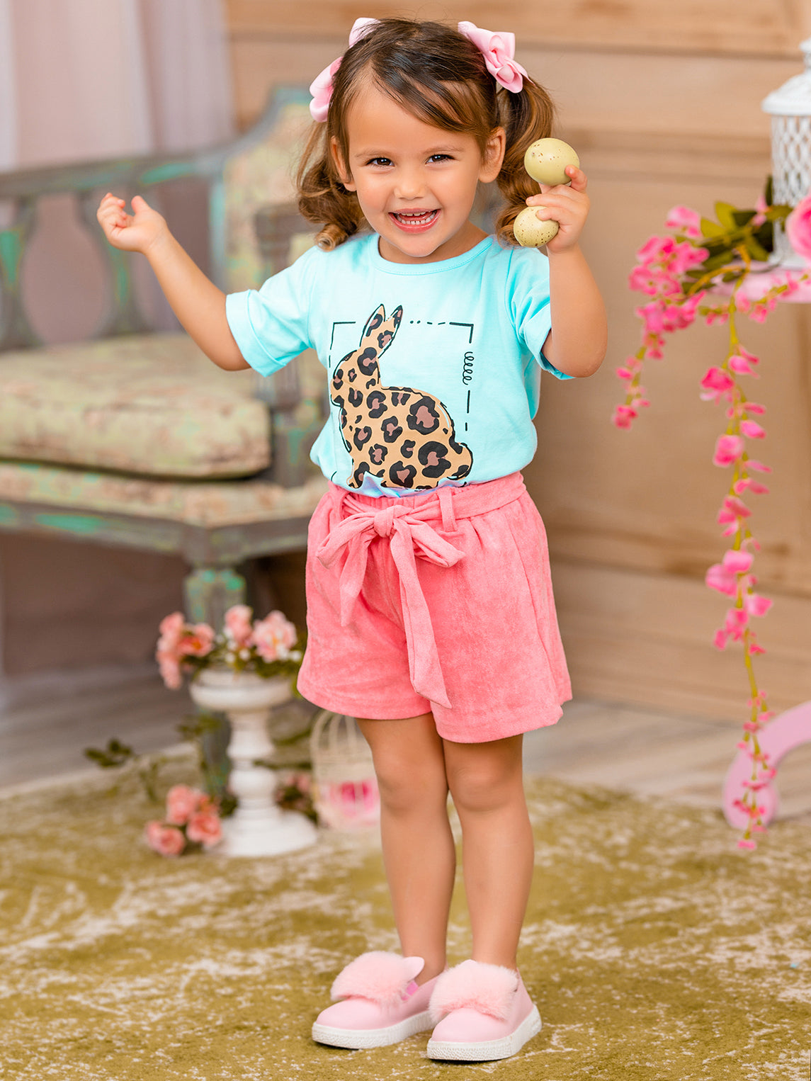 Girls The Wildest Bunny Short Sleeved Easter Top