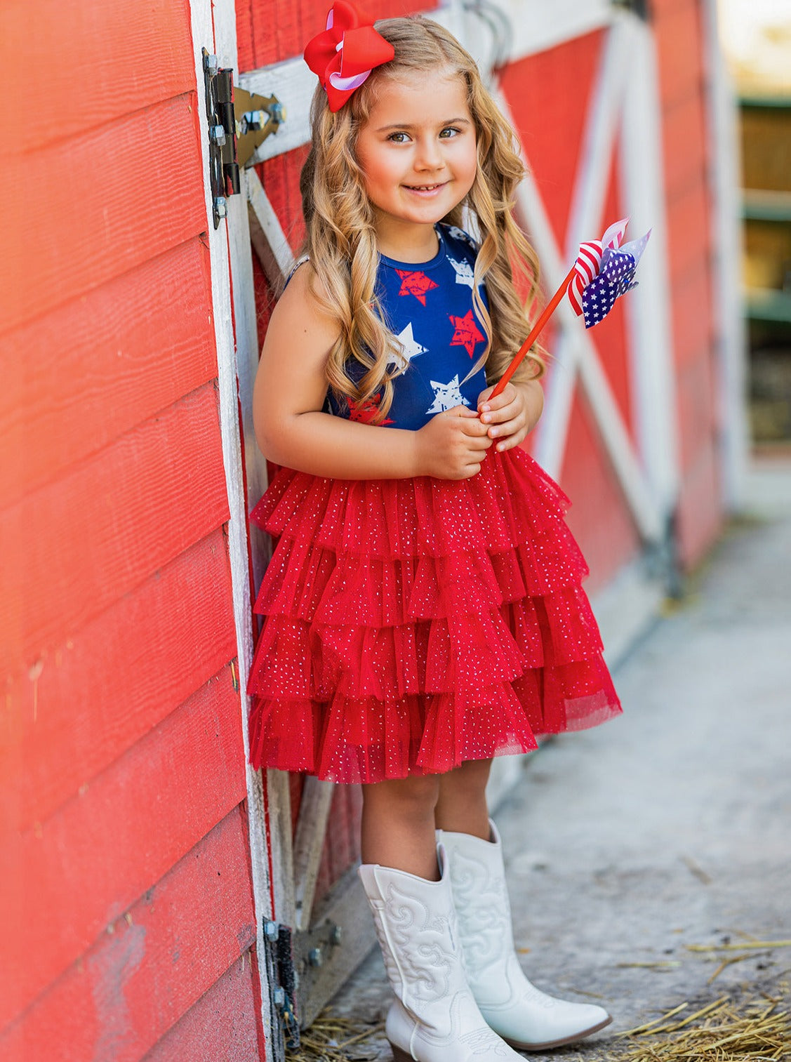 Girls 4th Of July Dresses | Sleeveless Tiered Sparkle Tutu Dress