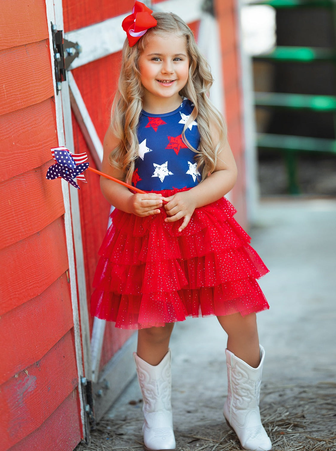 Girls 4th Of July Dresses | Sleeveless Tiered Sparkle Tutu Dress