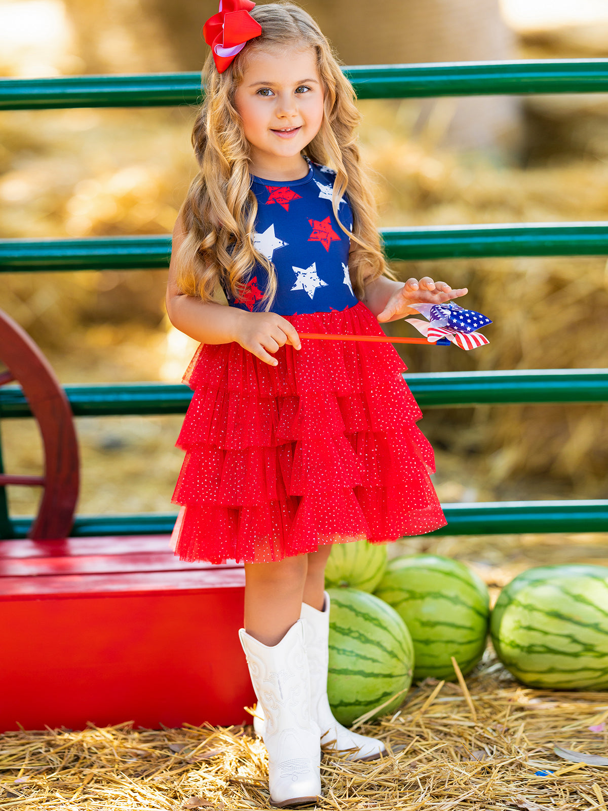 Girls 4th Of July Dresses | Sleeveless Tiered Sparkle Tutu Dress