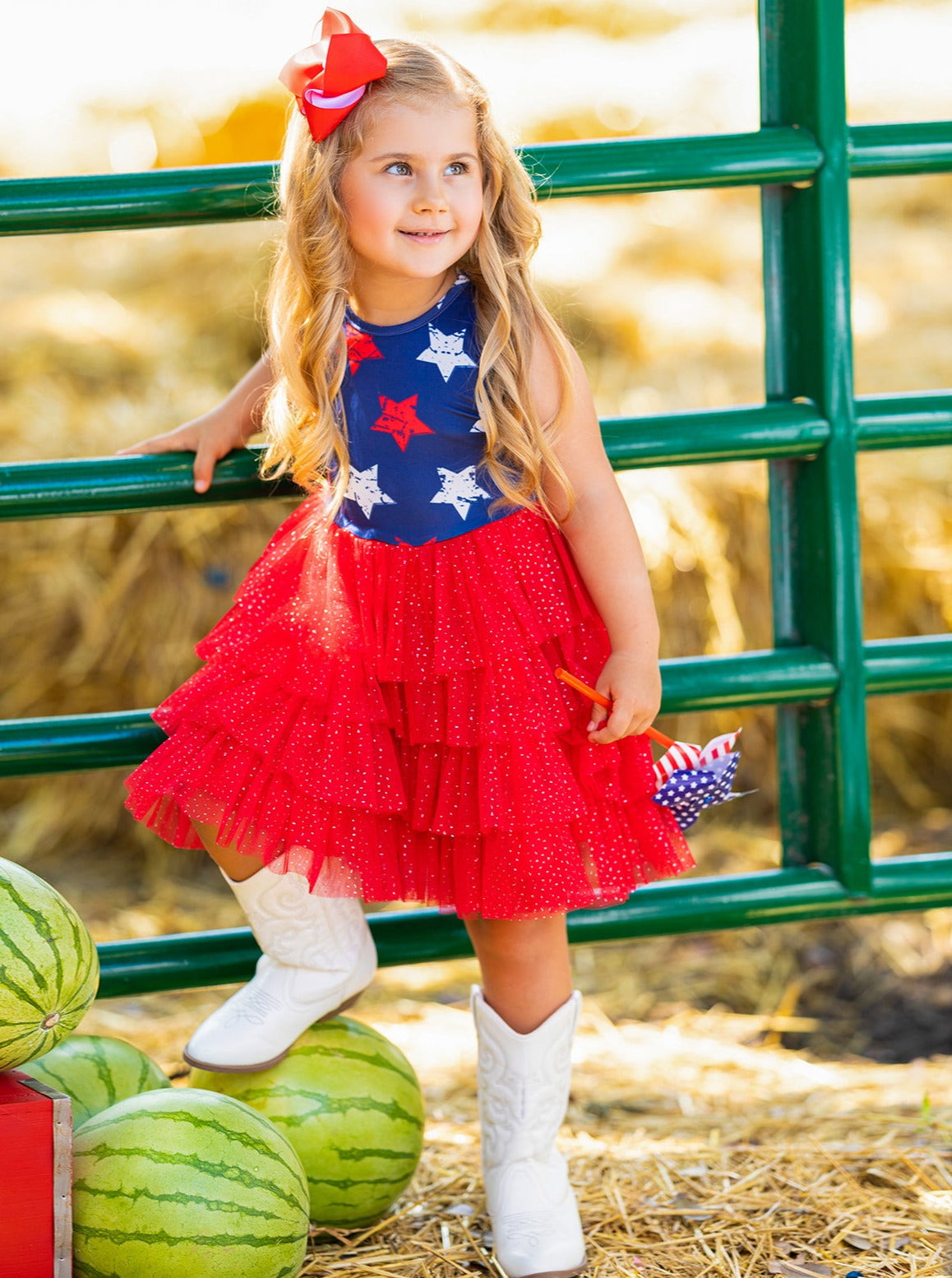 Girls 4th Of July Dresses | Sleeveless Tiered Sparkle Tutu Dress