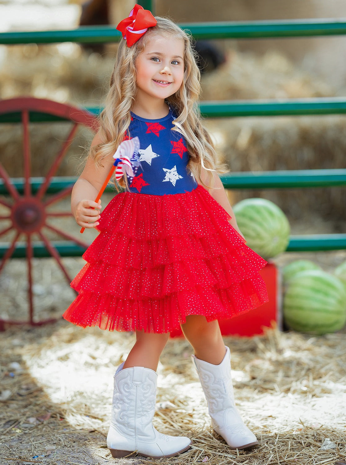 Girls 4th Of July Dresses | Sleeveless Tiered Sparkle Tutu Dress