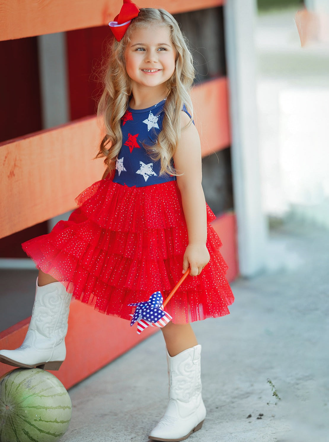 Girls 4th Of July Dresses | Sleeveless Tiered Sparkle Tutu Dress