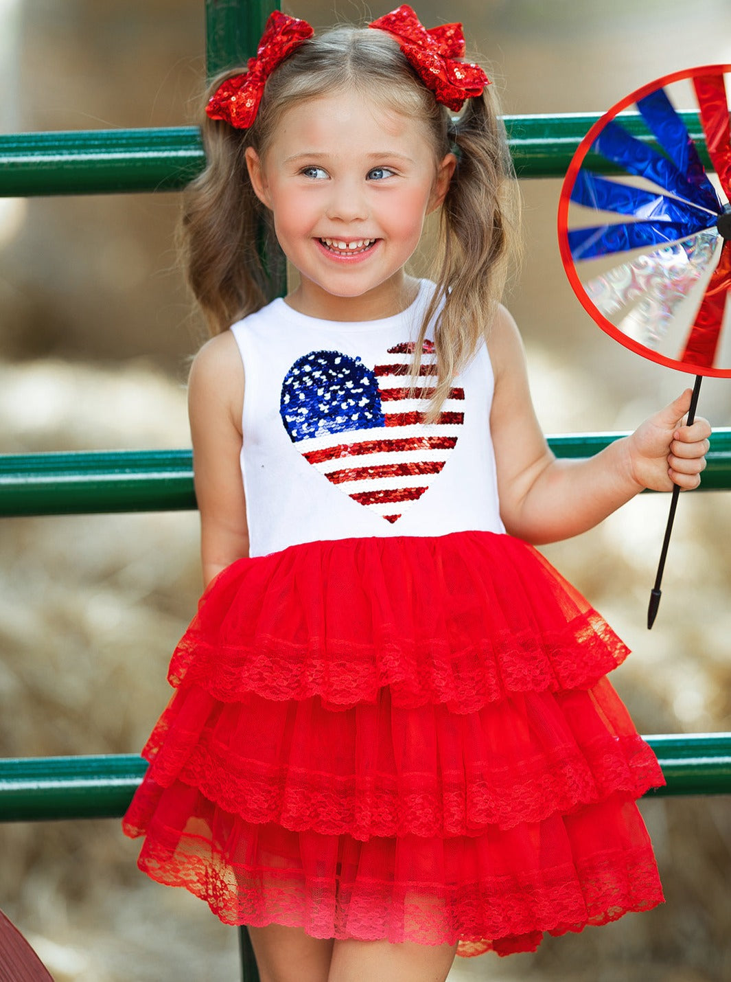 I Heart U.S.A. Lace Tiered Tutu Dress - Mia Belle Girls