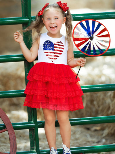 I Heart U.S.A. Lace Tiered Tutu Dress - Mia Belle Girls