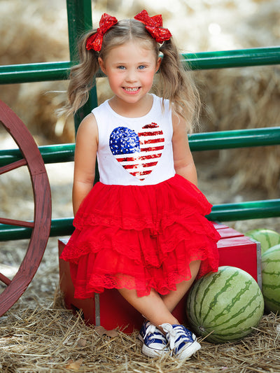 I Heart U.S.A. Lace Tiered Tutu Dress - Mia Belle Girls