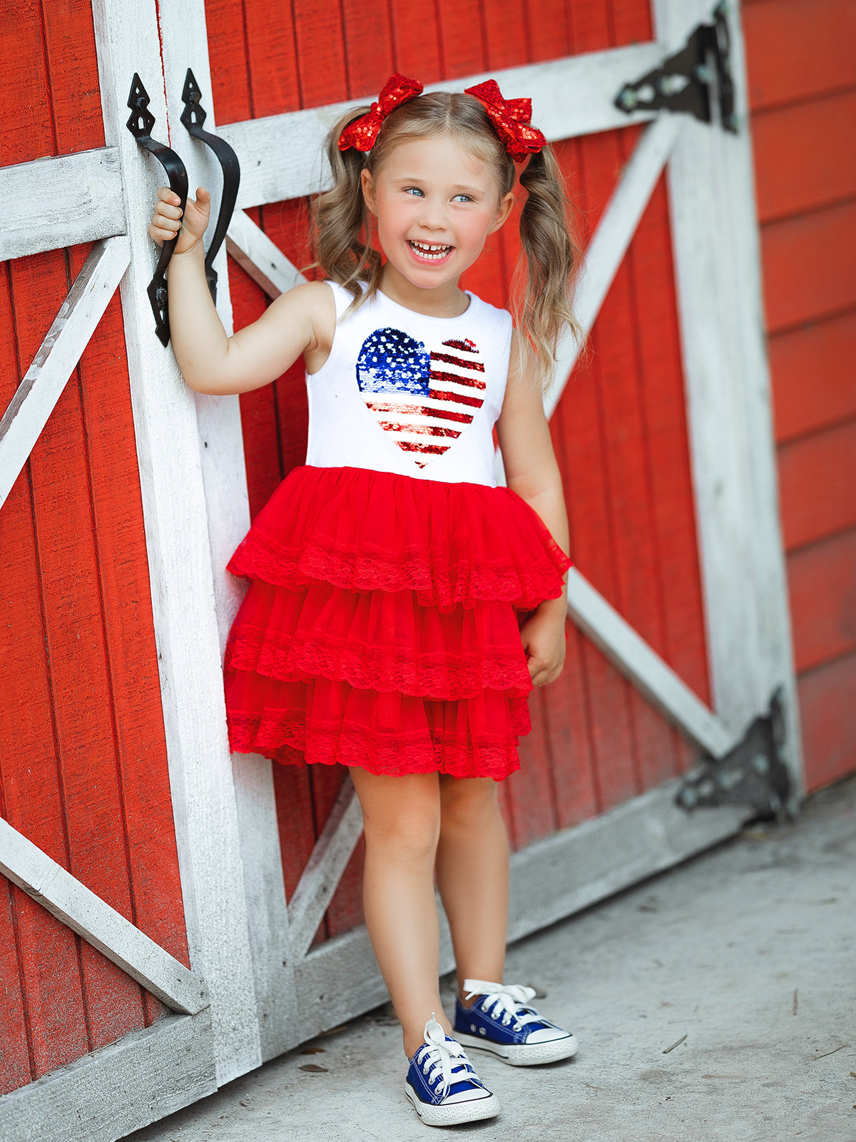 I Heart U.S.A. Lace Tiered Tutu Dress - Mia Belle Girls