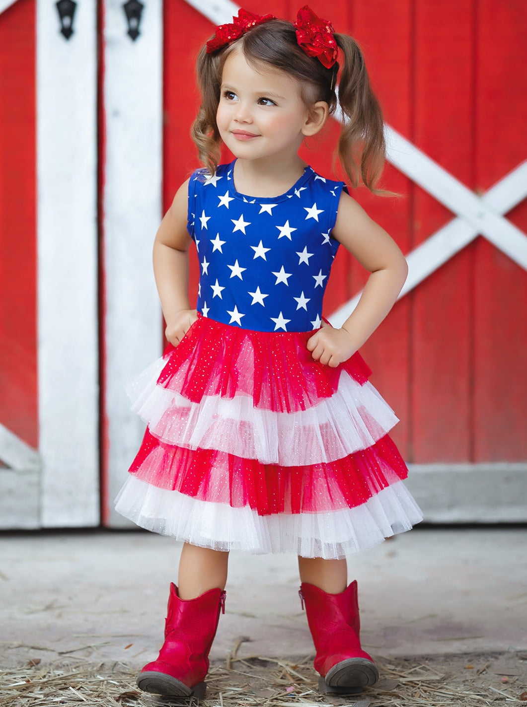 Girls 4th Of July Dresses | Sleeveless USA Flag Tiered Tutu Dress