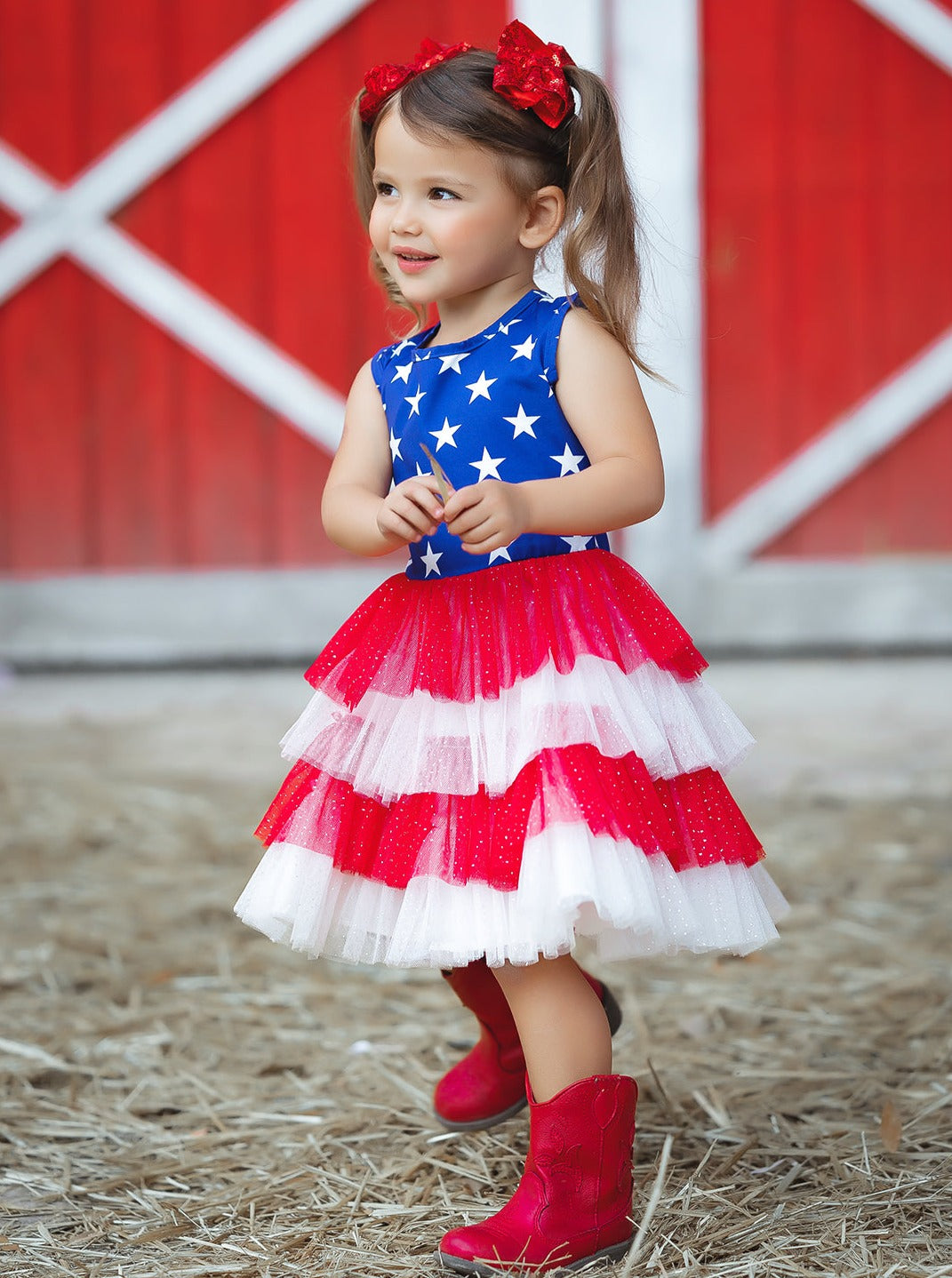 Girls 4th Of July Dresses | Sleeveless USA Flag Tiered Tutu Dress
