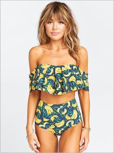 Women's High Waist Off the Shoulder Vintage Swimsuit