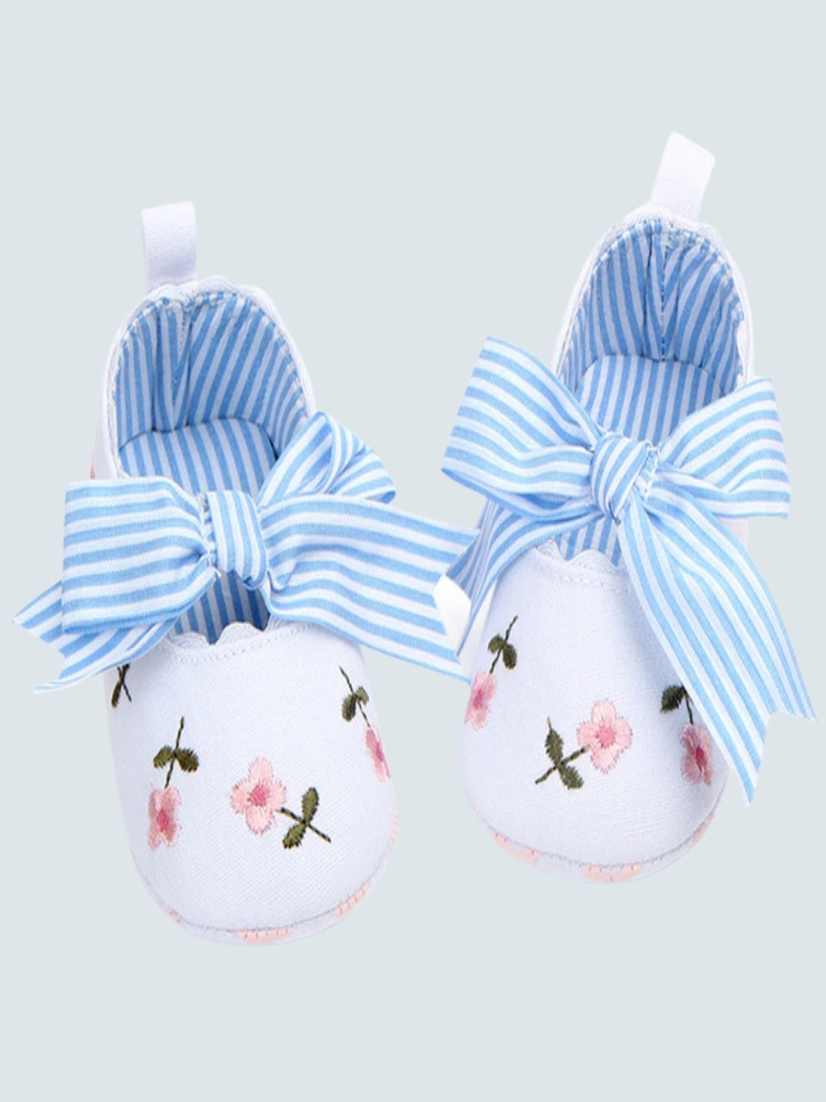 Baby Fancy Frill Embroidered Bowknot Ballerina Flats by Liv and Mia White