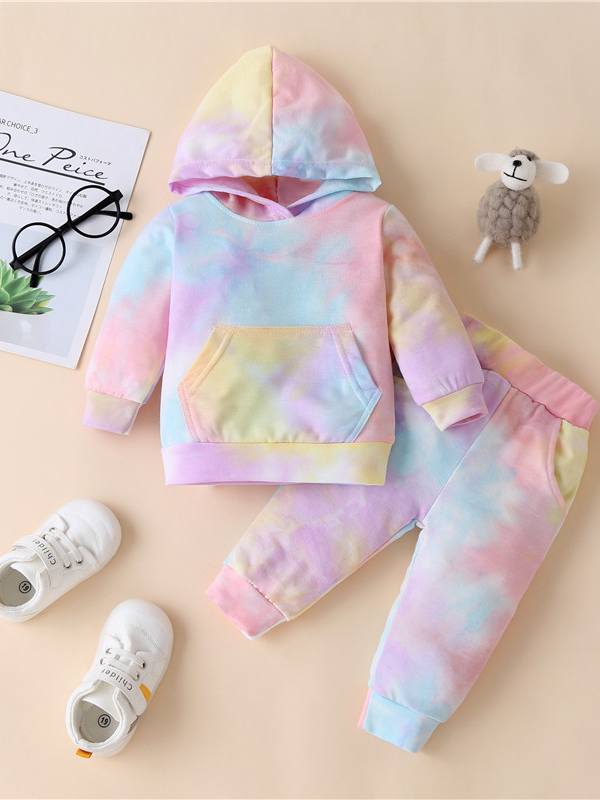 Baby Little Miss Tie Dye Diva Hooded Sweatshirt and Pants Set Yellow