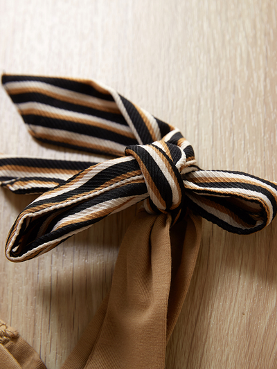 Girls Spring Outfits | Off Shoulder Top & Striped Palazzo Pants Set