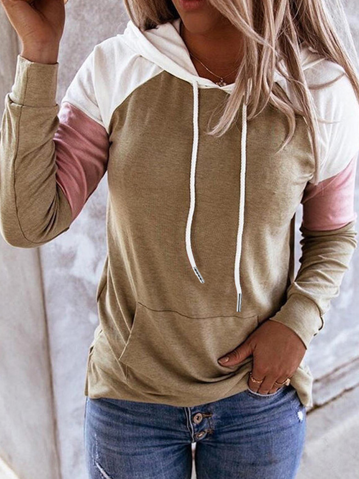 Women's Patch Pullover White Hooded Top Creme